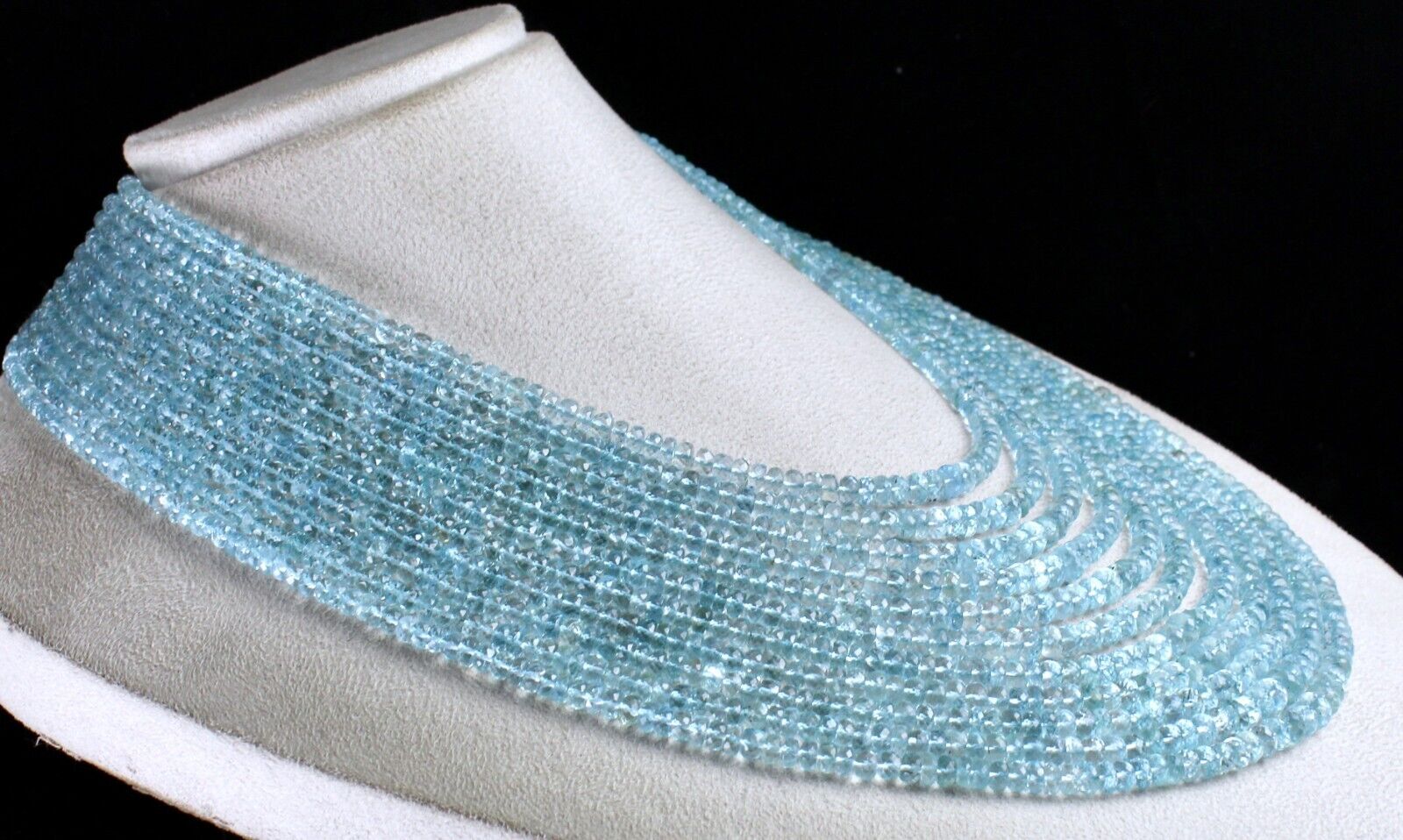 Certified Natural Blue Aquamarine Beads Faceted Round 11L 1164 Ct Stone Necklace