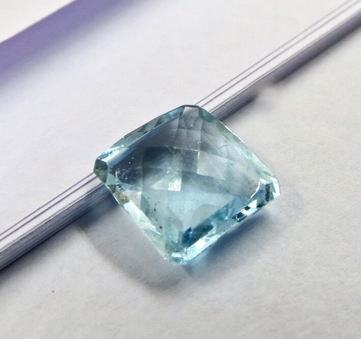 Natural Blue Aquamarine Square Cut Gemstone 4.76 Carats Ring Pendant Designing