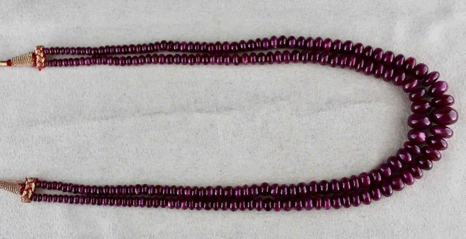 NATURAL UNHEATED RUBY BEADS ROUND 2 LINE 382 CARATS GEMSTONE COLLECTION NECKLACE