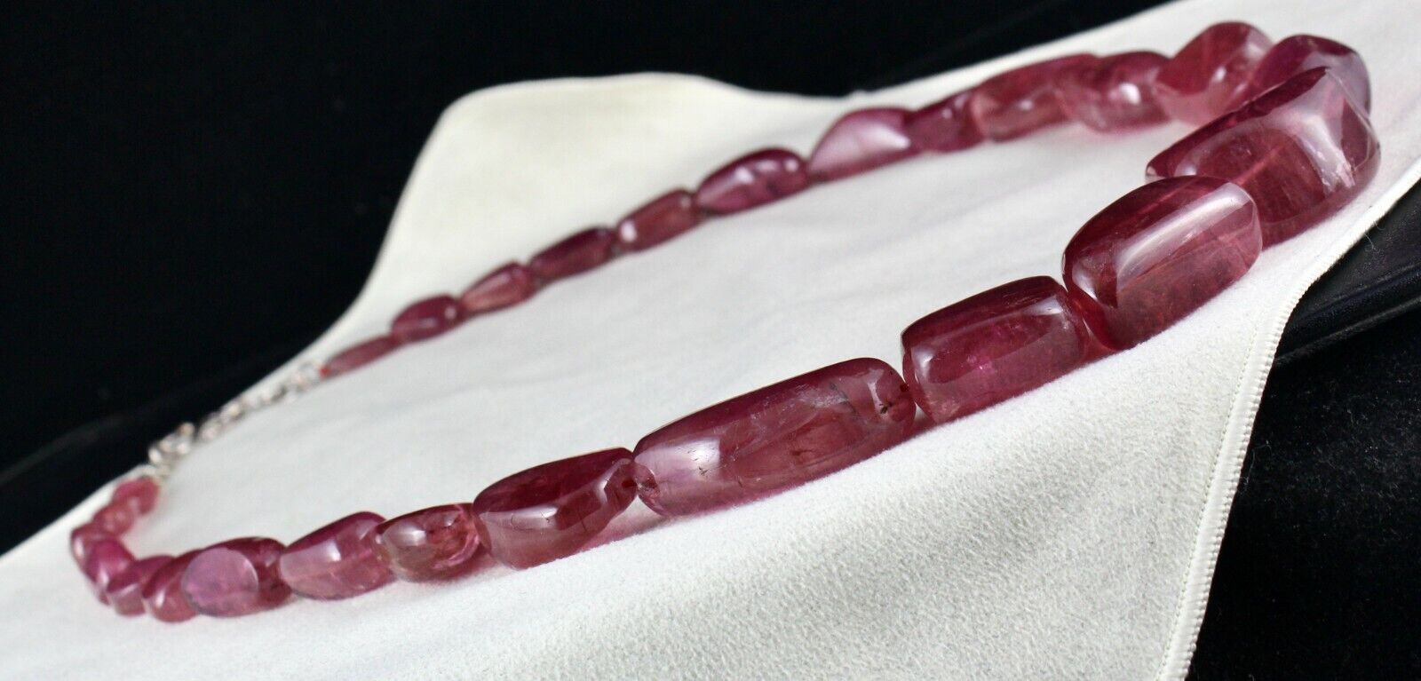 NATURAL PINK TOURMALINE RUBELLITE BEADS TUMBLE 35MM BIG 1241 CARATS GEM NECKLACE