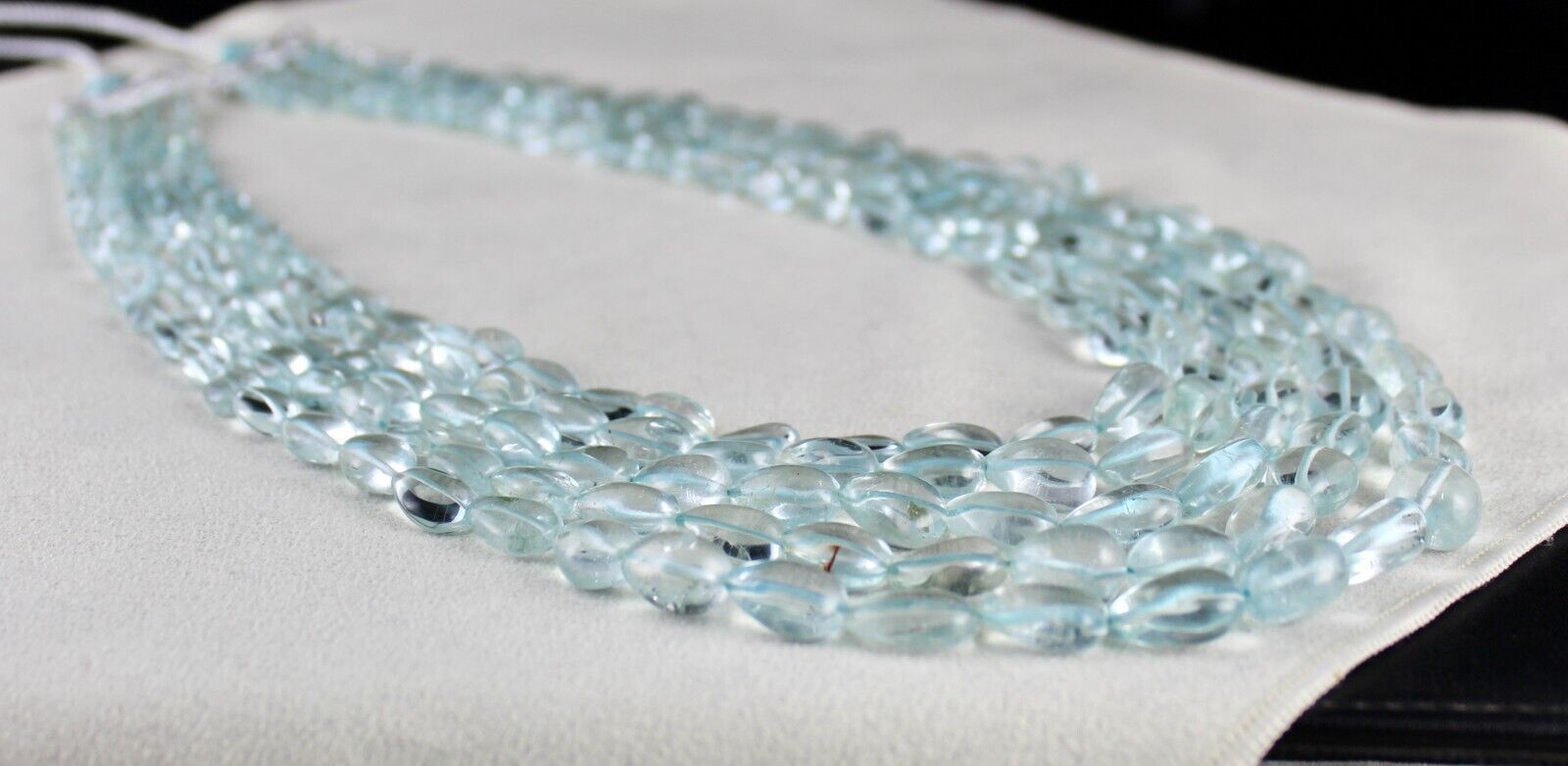 NATURAL BLUE TOPAZ BEADS DROPS 5 LINE 956 CARATS GEMSTONE BEADED FINE NECKLACE