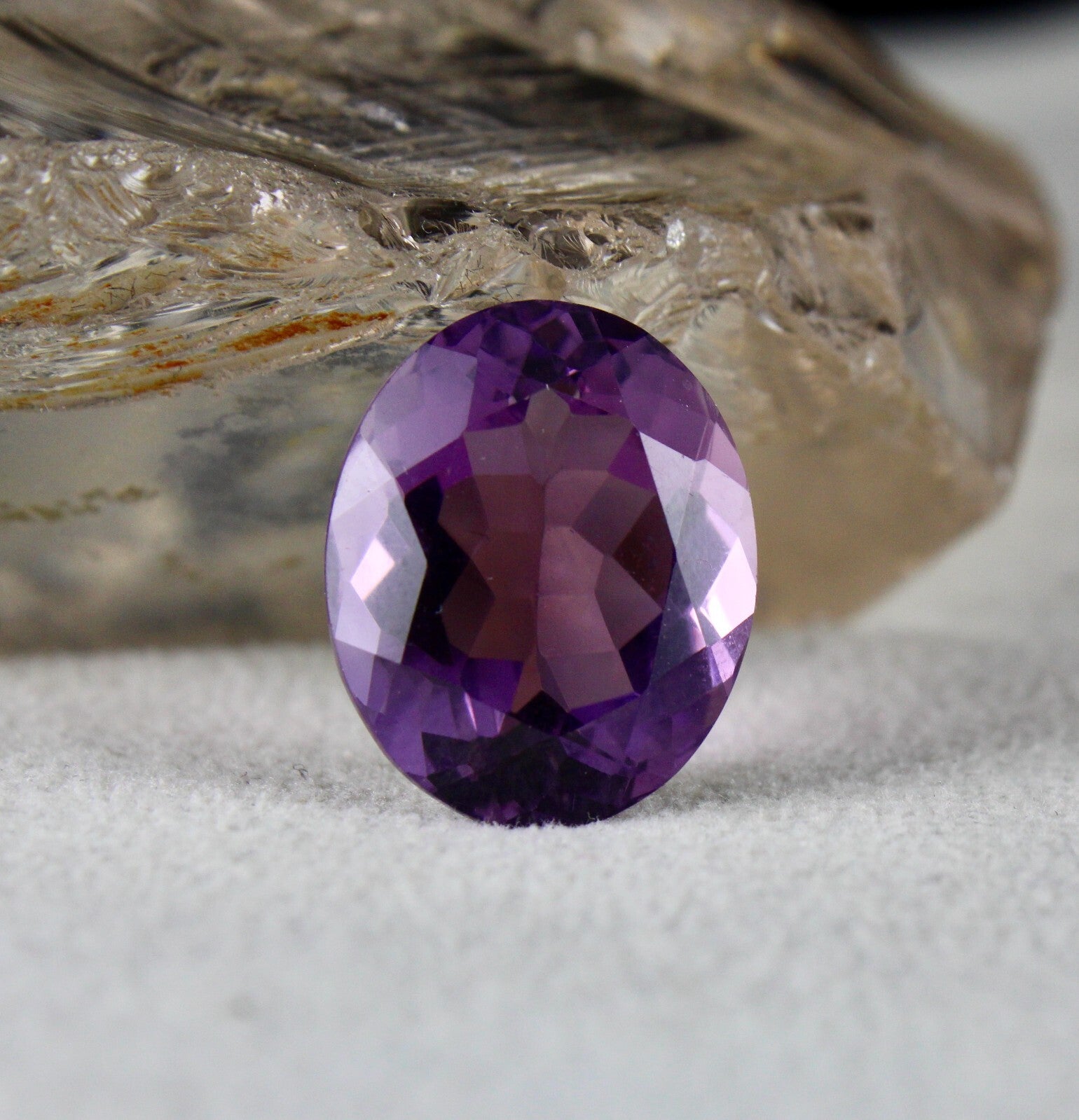 Large Natural Amethyst 18x15mm Oval Fine Cut Gemstone 16.08 Ct Pendant Ring