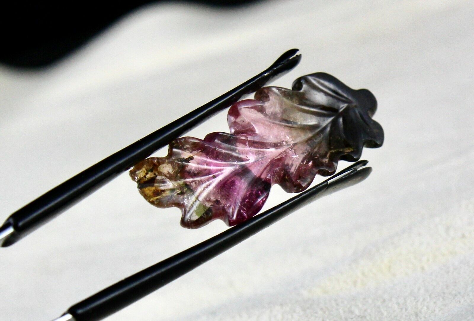 NATURAL MULTI TOURMALINE CARVED LEAF 13.80 CARATS GEMSTONE FOR RING & PENDANT