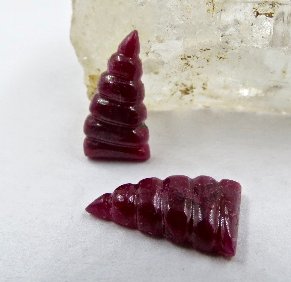 Certified Natural Ruby Carved Earring Pair 19.92ct Gemstone Designing For Women