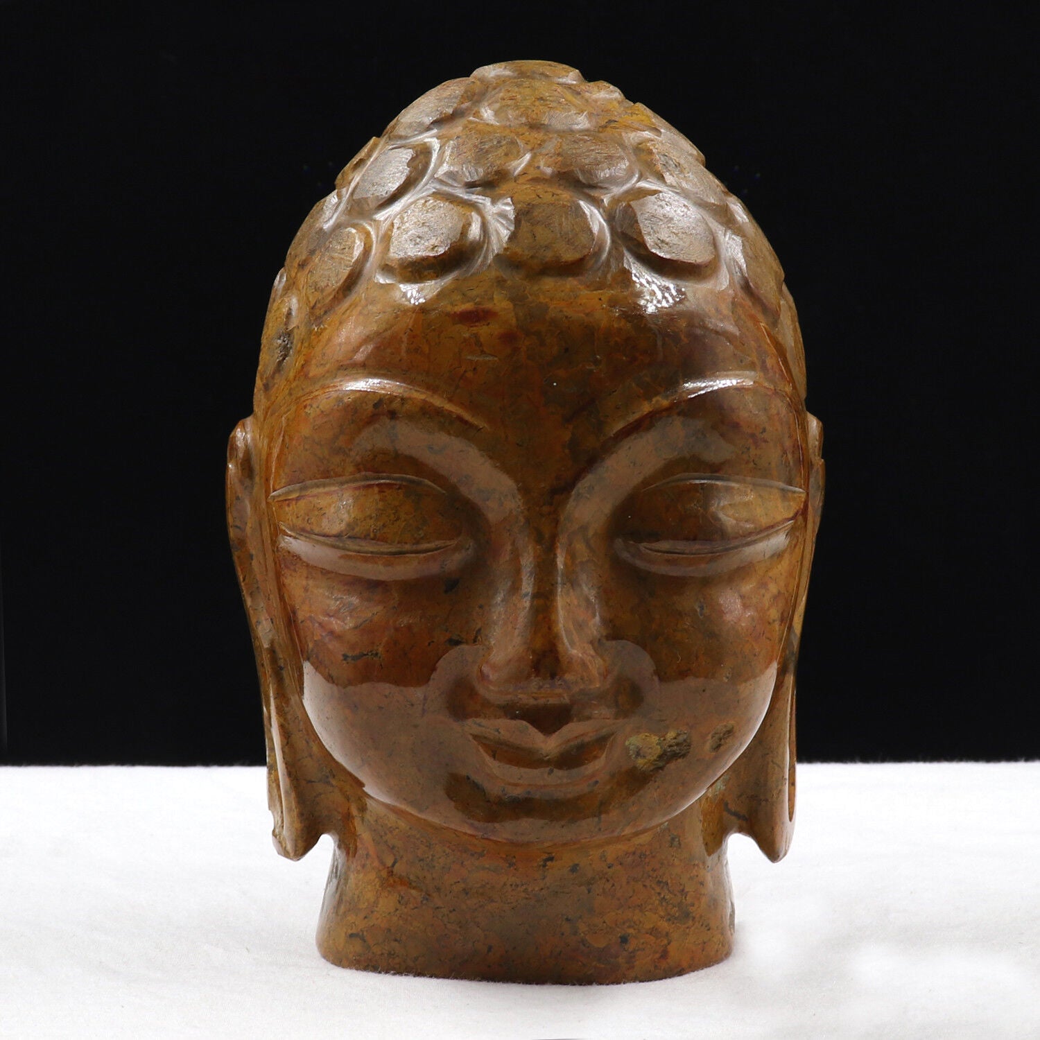 ANTIQUE NATURAL YELLOW JADE BUDDHA HEAD 5345 CTS GEMSTONE STATUE FOR HOME DECOR