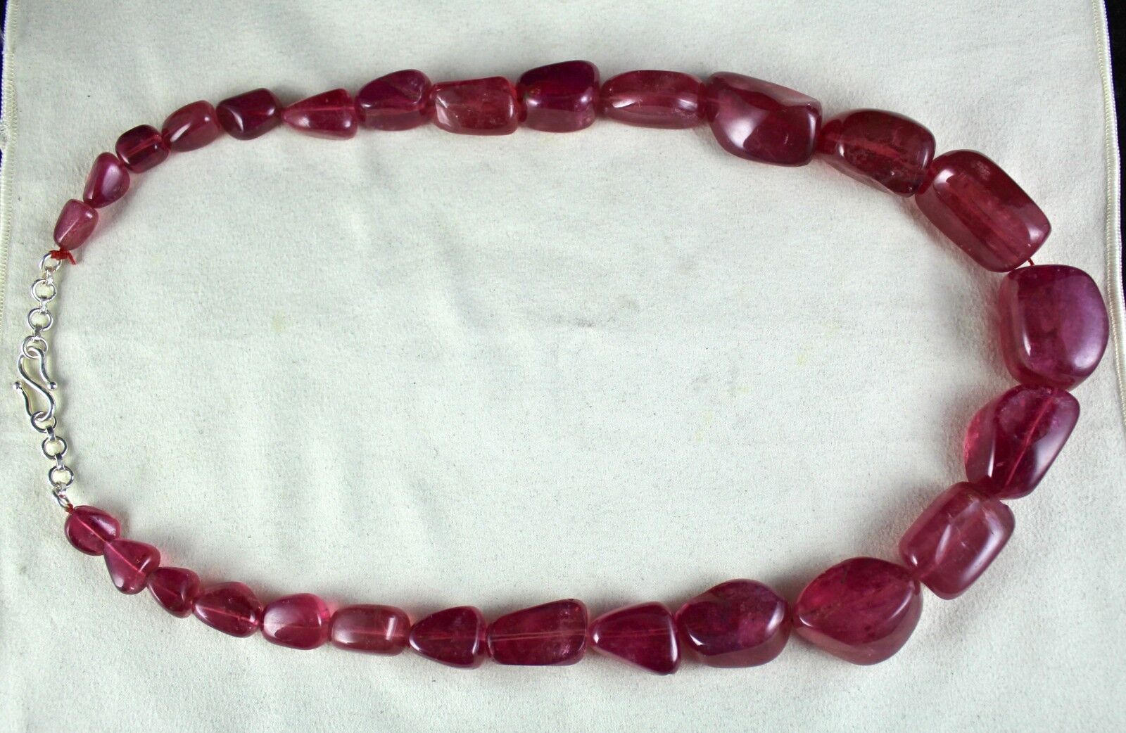 Natural Pink Tourmaline Rubellite Tumble 34mm Big 1403 Ct Stone Beaded Necklace