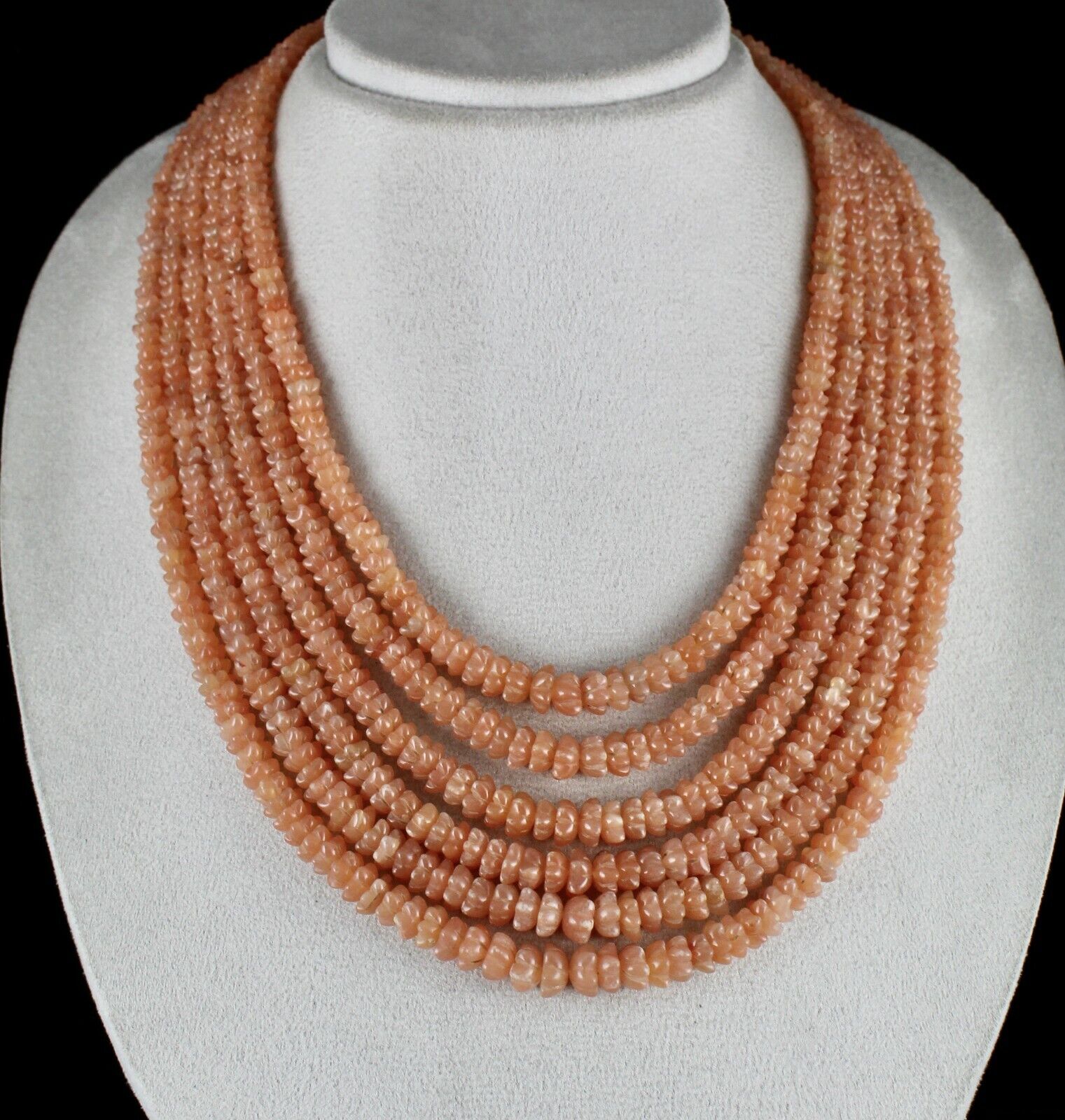 Natural Orange Quartz Carved Beaded Necklace 6 L 940 Cts Flower Gemstone Strings
