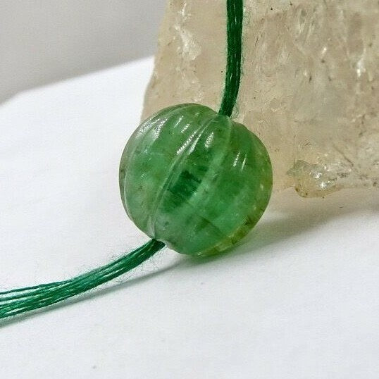 Certified Old Natural Emerald Melon Carved Bead 14.16 Ct Loose Gemstone Pendant