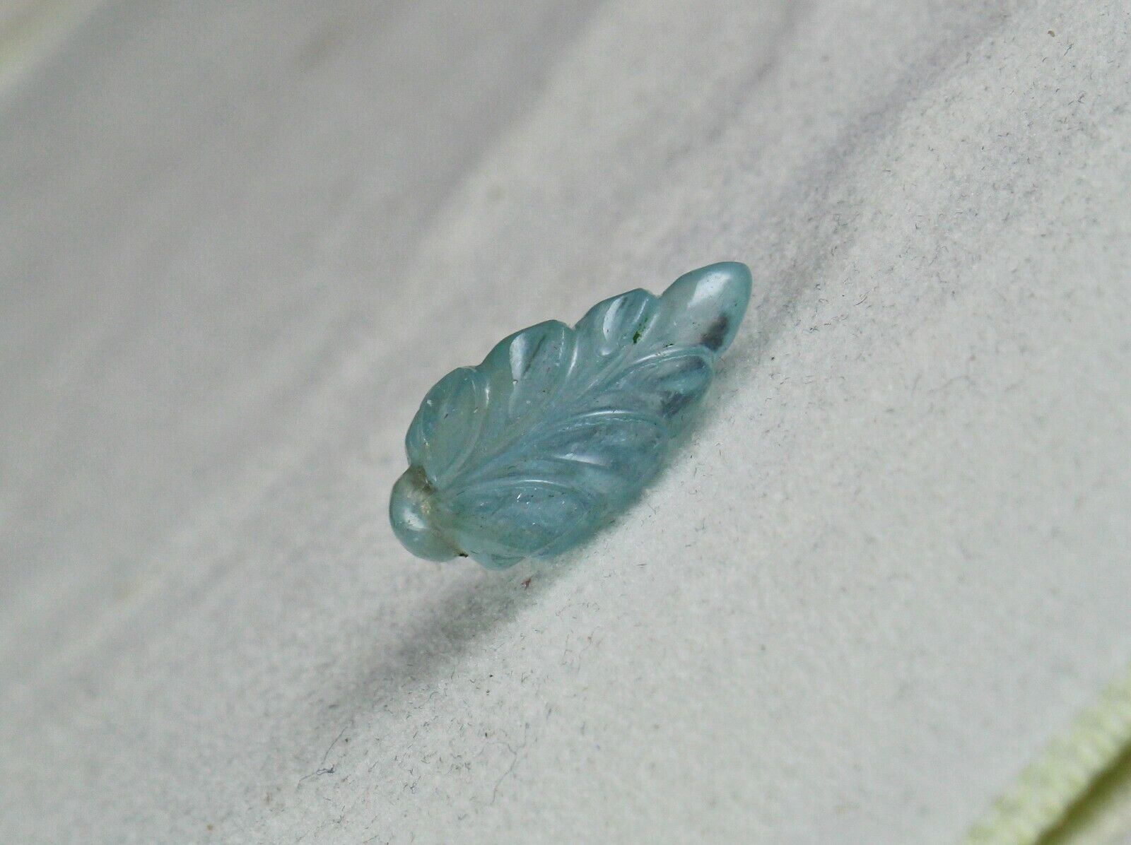 NATURAL BLUE AQUAMARINE CARVED LEAF 11.83 CARATS DRILLED GEMSTONE FOR PENDANT