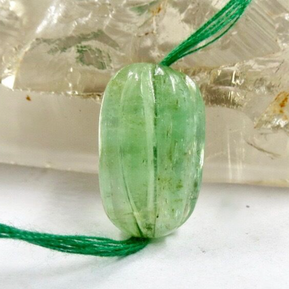 Certified Natural Emerald 18x11mm Bead Carved 13.72 Ct Pendant For Women