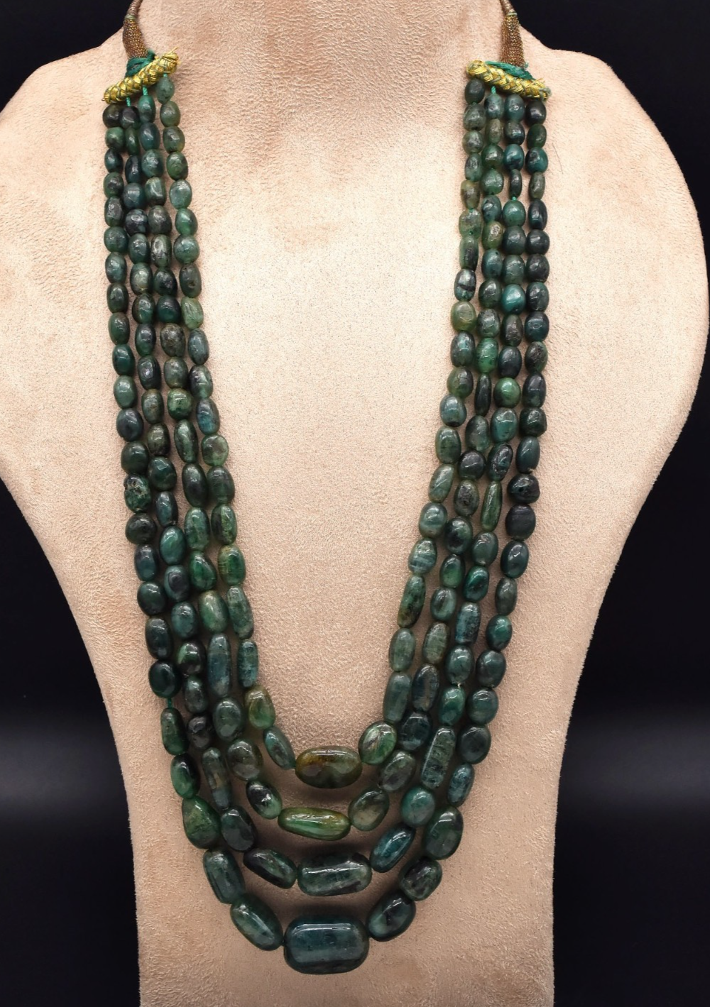 Certified Antique Necklace 4 L 804 Ct Natural Emerald Beads Vintage Gemstone