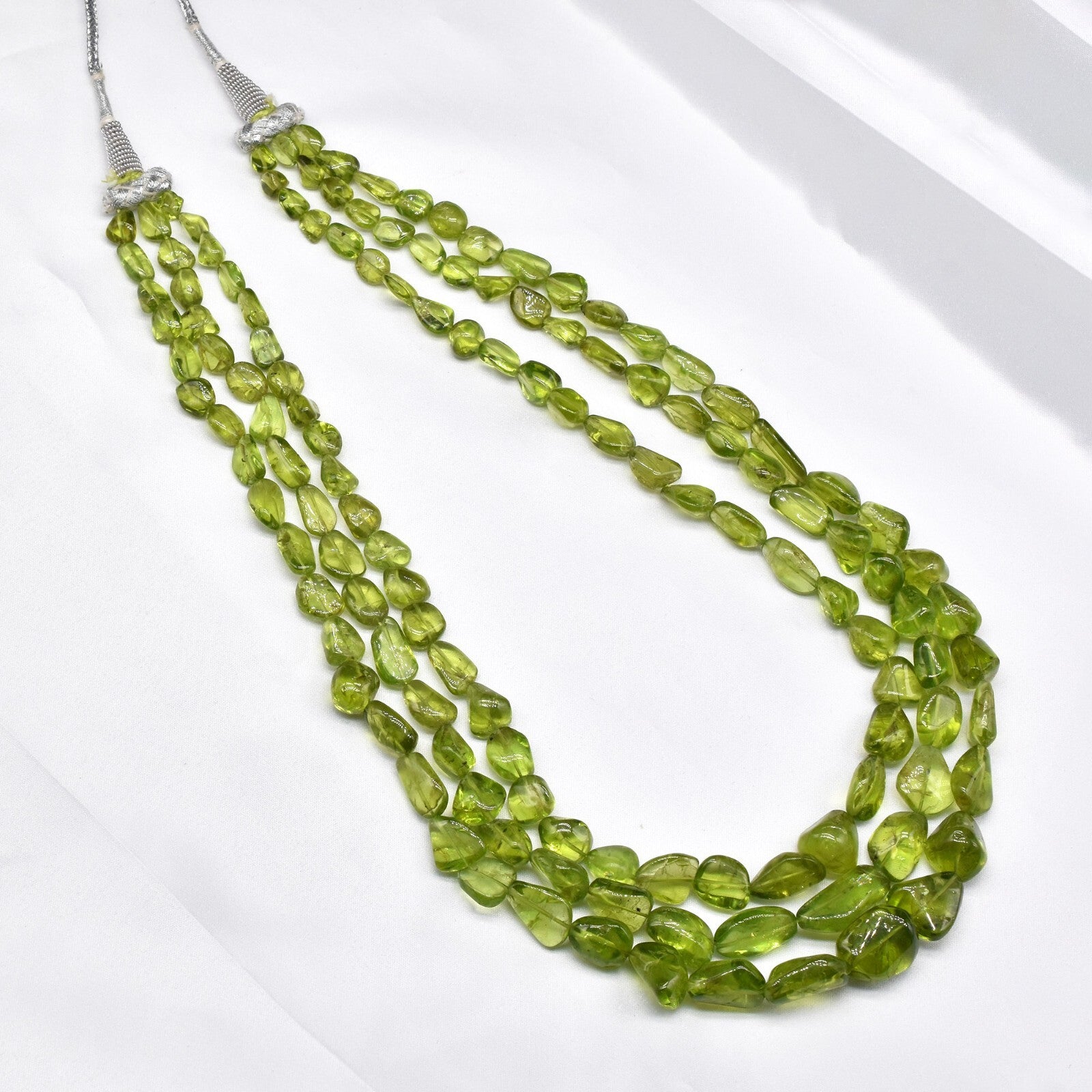 Certified Natural Peridot Necklace 663 Ct Tumble Beads Drilled Gift For Her