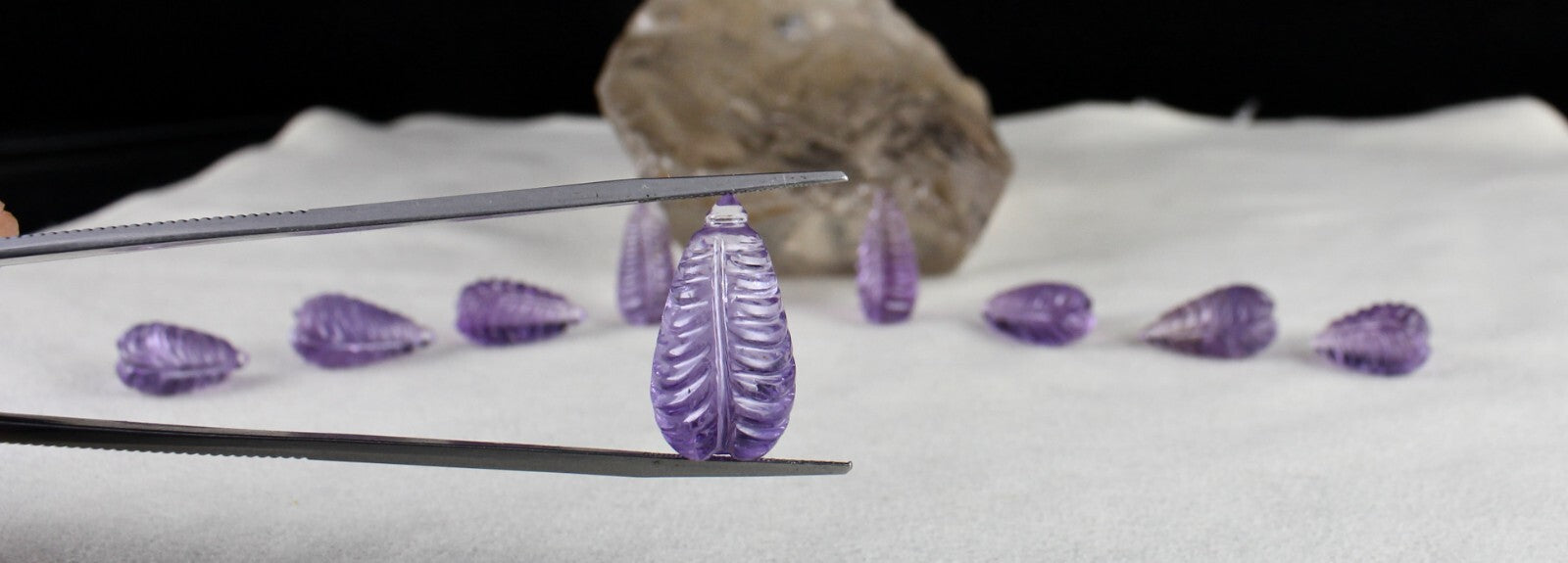 Natural Amethyst Drop Earrings Necklace Set 9 Pc 108 Ct Purple Gemstone