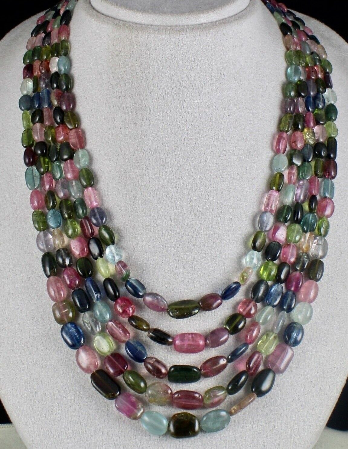 Natural Multi Tourmaline Aquamarine Beaded Party Necklace 941 Carats Gemstone