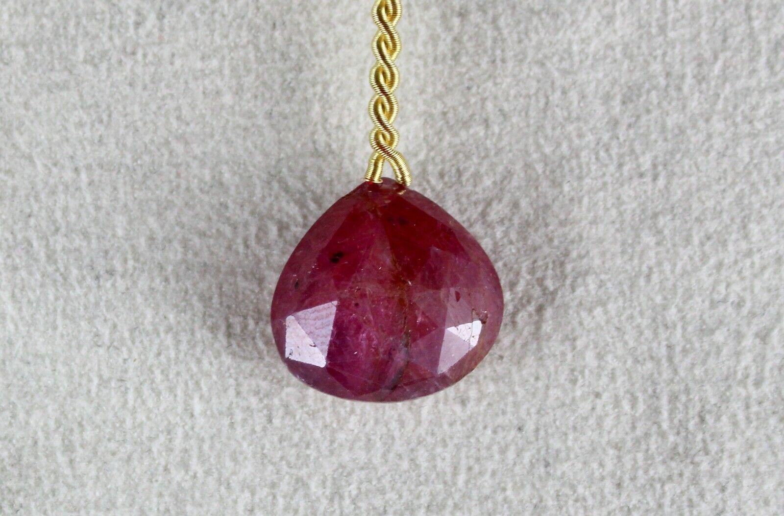 NATURAL UNTREATED RUBY BEADS FACETED HEART DROP 1 PCS 14.95 CTS GEMSTONE HANGING