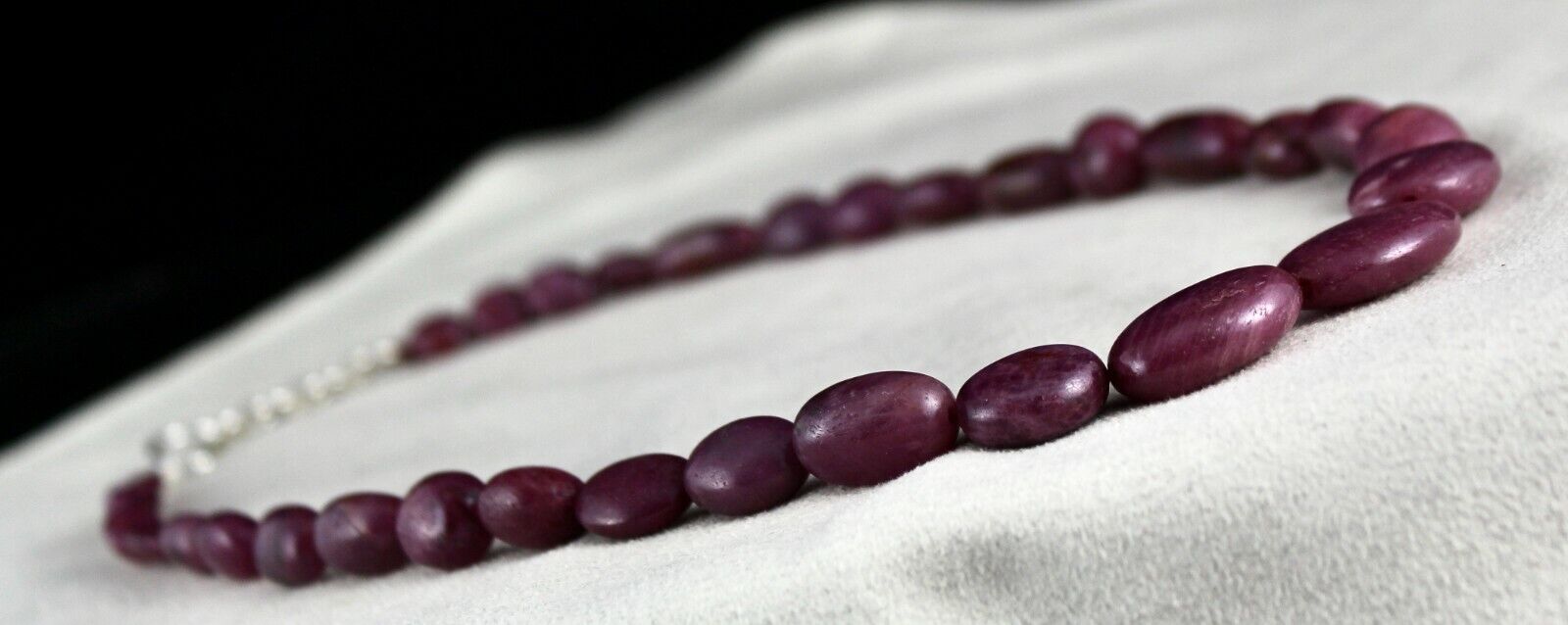 NATURAL UNHEATED RUBY BEADS NUGGET 1 LINE 363 CARATS GEMSTONE SILVER NECKLACE