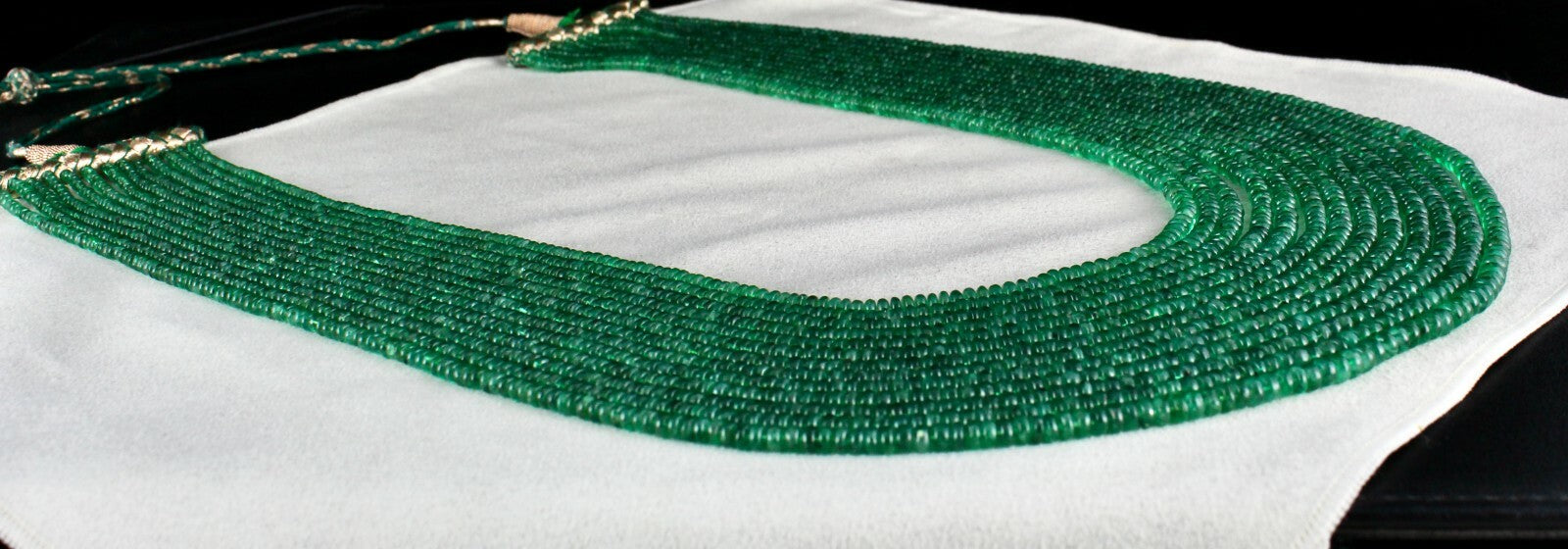 Natural Zambian Emerald Beads Necklace 871 Carat 13 Line Certified Gemstone