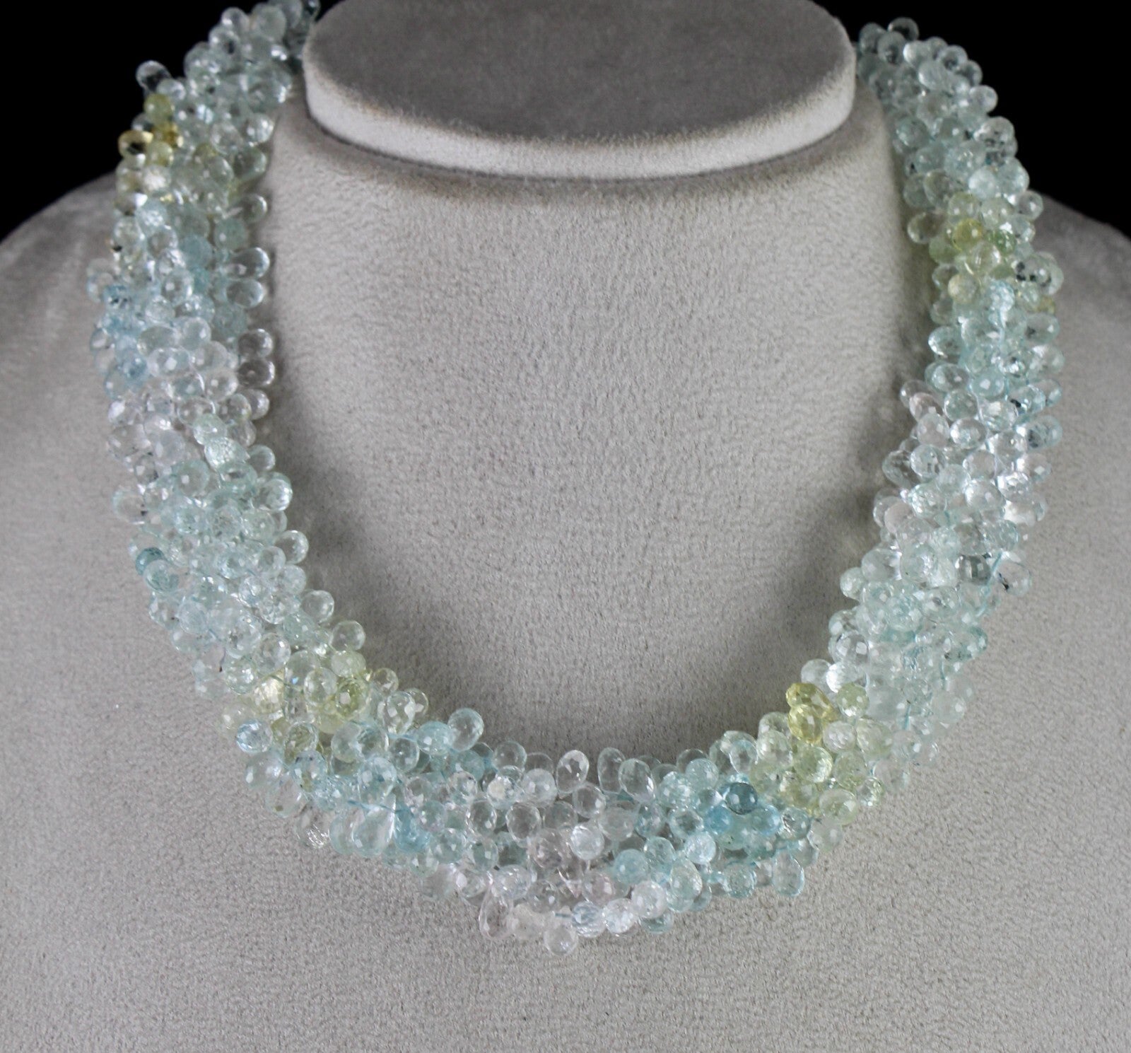 Certified Natural Multi Aquamarine Faceted Drops Necklace 776 Ct Gemstone 5 L
