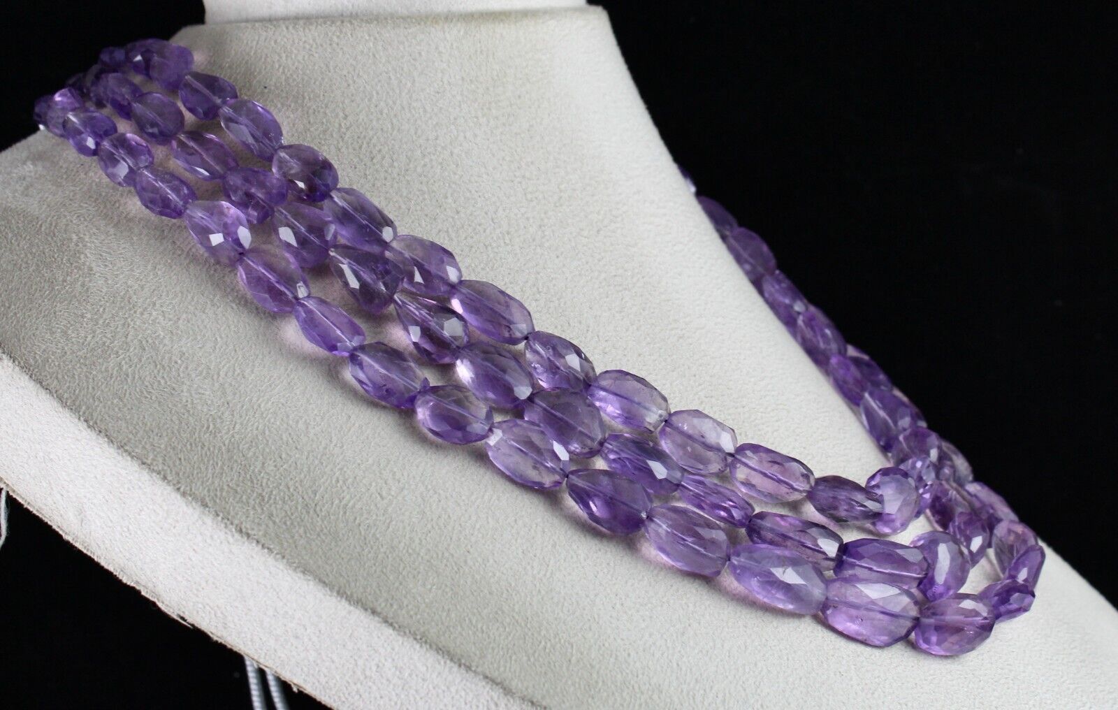 Natural Amethyst Beads Faceted Tumble 3L 861 Ct Purple Gemstone Fashion Necklace