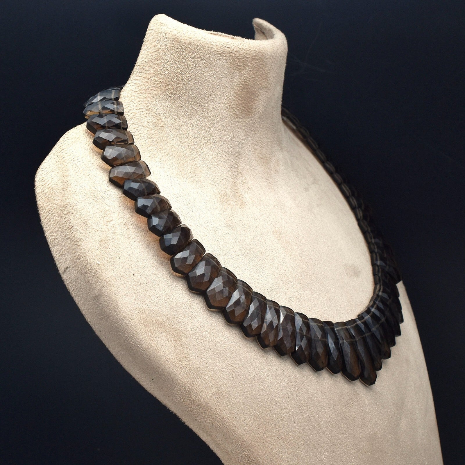 Certified Natural Smoky Quartz 478 Ct Sterling Silver Black Gemstone Necklace