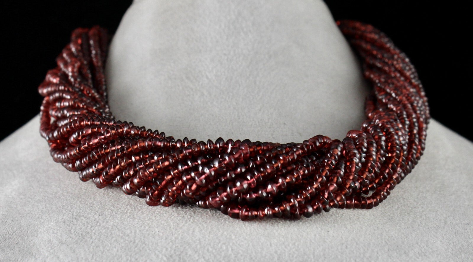 Certified Natural Garnet Button Bead 1437ct Semi Precious Gem Necklace