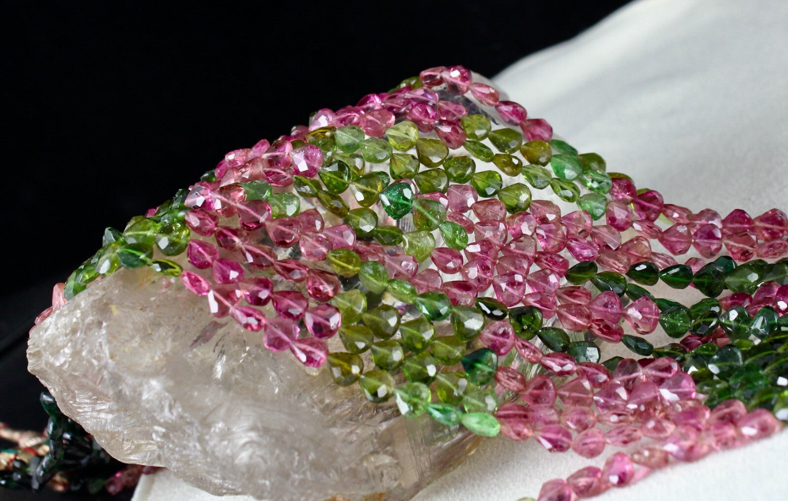 Certified Natural Multi Tourmaline 442 Carats Faceted Heart Necklace For Women