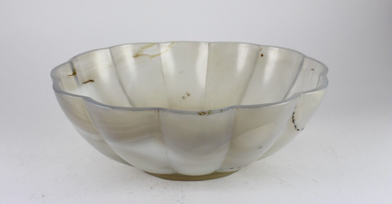 Handmade Natural Chalcedony Carved Oval 2410 Ct Gemstone Rare Bowl Home Decor
