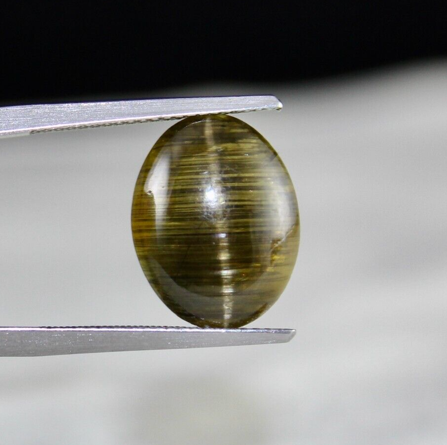 Certified Natural Cats Eye Apatite 11.78 Ct 15x12mm Green Gemstone For Pendant