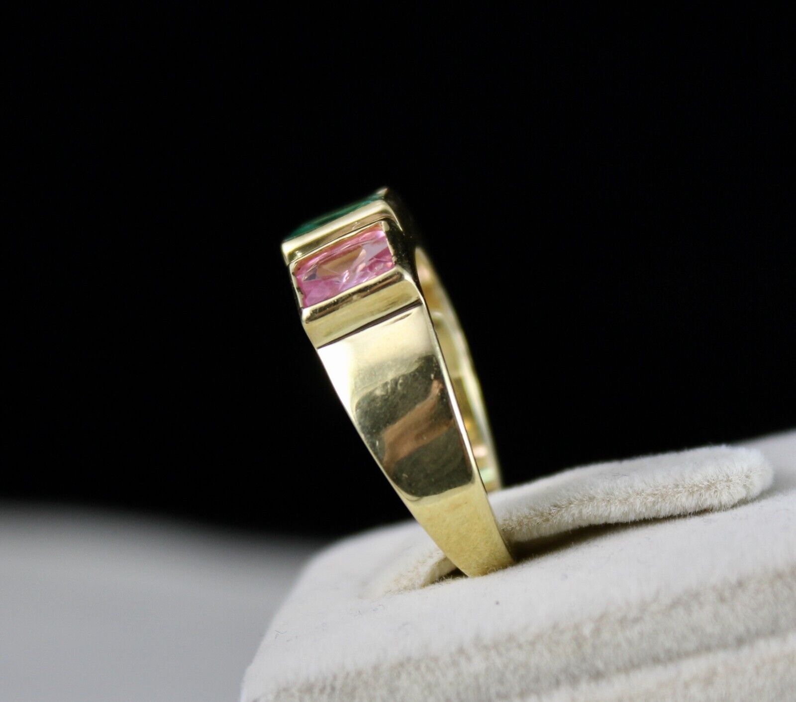 ELEGANT NATURAL OLD SPINEL EMERALD CUSHION GEMSTONE FINEST UNISEX SILVER RING