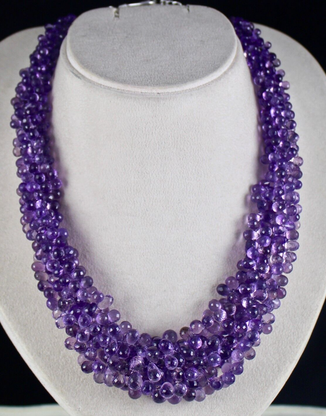 Certified Natural Amethyst Teardrop 1005 Ct Sterling Silver Party Necklace