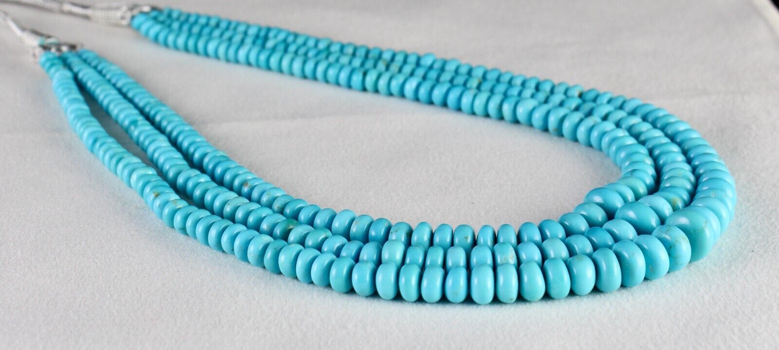 Natural Real Turquoise Beads Round 3 L 388 Ct Blue Gemstone Important Necklace
