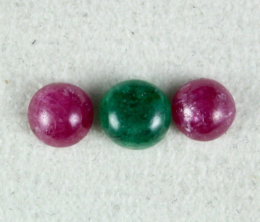 Natural Rubies Emerald Cabochon Round 3.44 Ct Gemstone For Design Ring