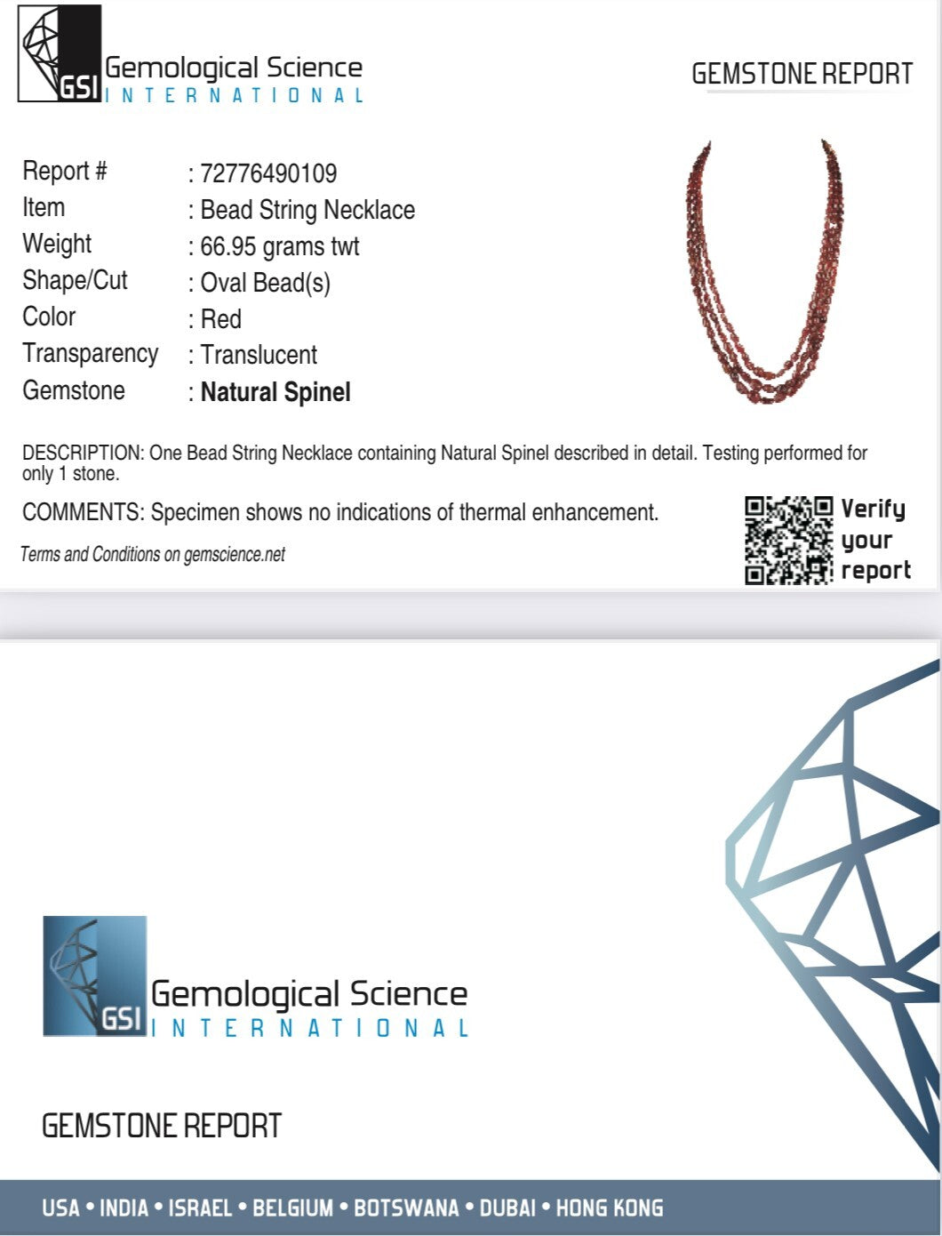 Certified Natural Red Spinel Necklace 313 Ct Beaded Gemstone Precious String
