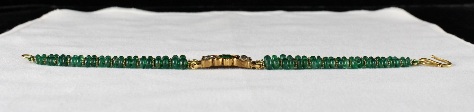 Certified Antique Emerald 10ct Natural Diamond 22k Gold Bracelet Emerald Beads
