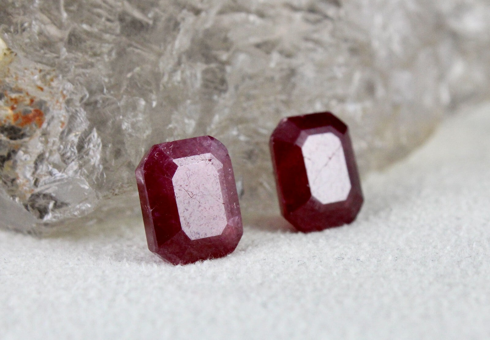 Natural Untreated Ruby Octagon Cut 8.78ct Gemstone Pair For Earring Design