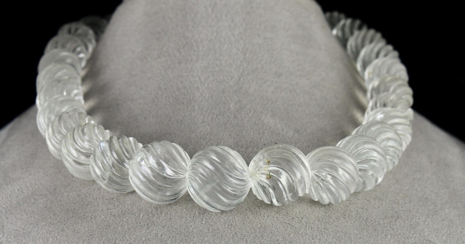 Natural Rock Crystal Quartz Round Beads Necklace 1116 Ct Gemstone For Women
