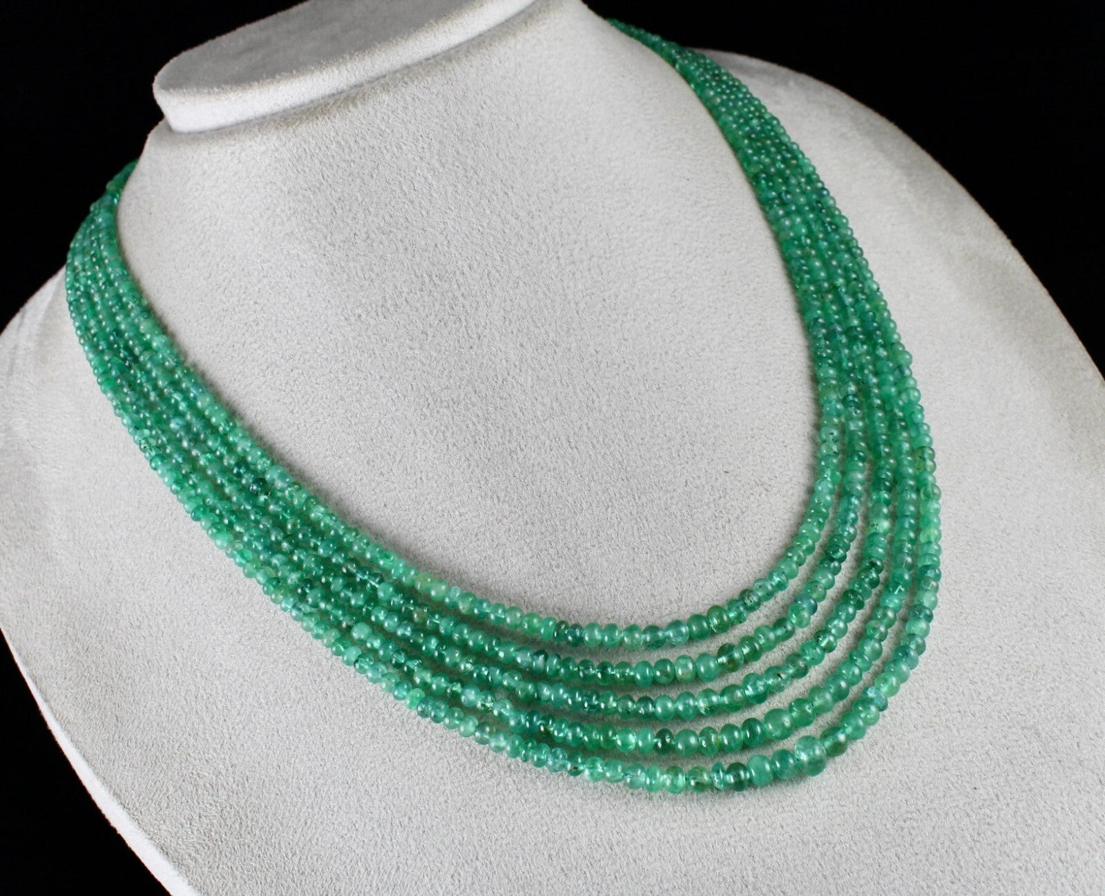 Certified Natural Colombian Emerald 263 Ct Round Beads Necklace