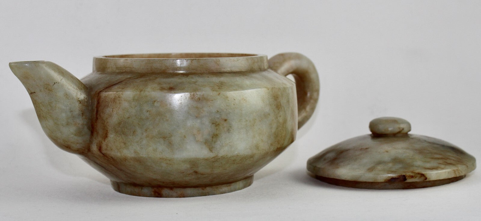 Certified Vintage Natural Nephrite Jade 5033ct Old Gemstone Carved Tea Pot Home