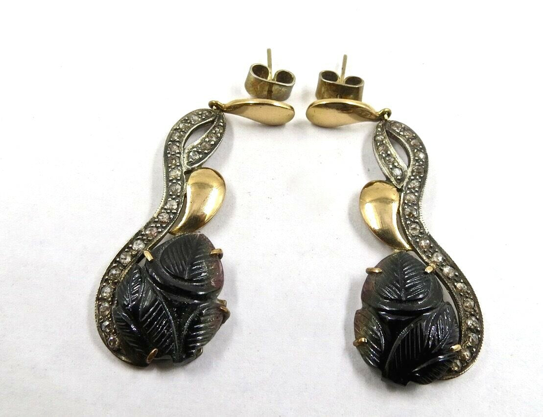 Certified Multi-color Tourmaline 10ct Natural Diamond Sterling Silver Earrings