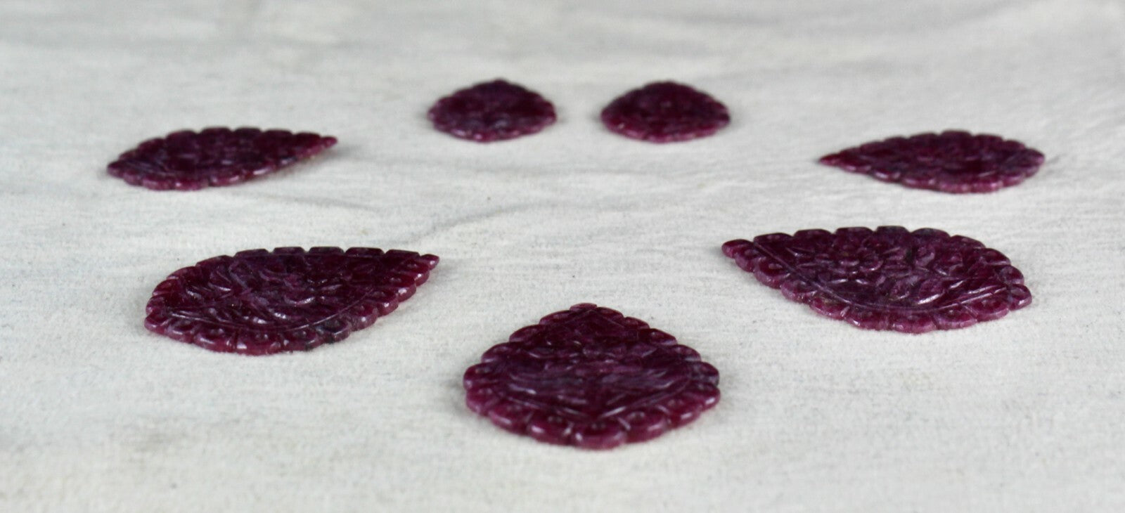 Certified Natural Ruby Set Carved Pear 7 Pcs 109 Ct Untreated Gemstone Design