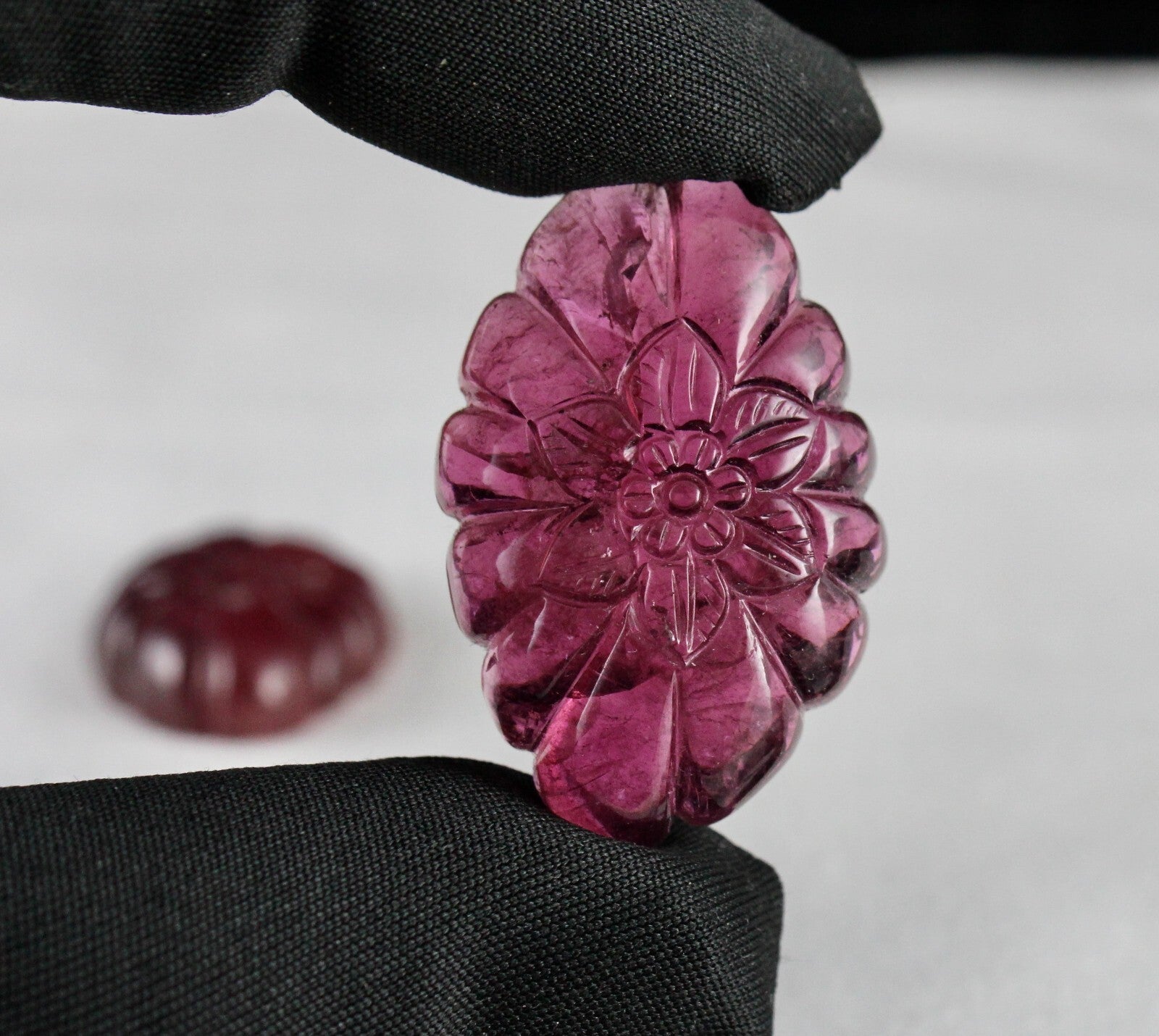 Certified Natural Rubellite Tourmaline 108.77 Ct Oval Engraved Gemstone Earrings