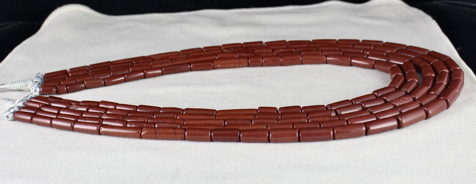 Natural Red Jasper 950 Ct Carved Melon Beads 5 Line Fashion Necklace