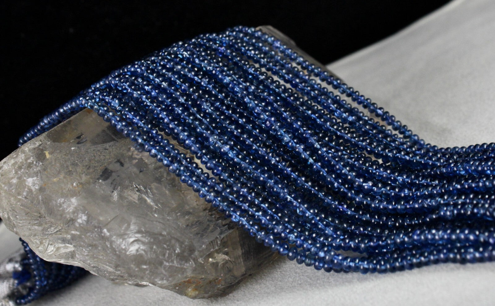 Certified Natural Blue Sapphire Beads Necklace, 13 L 906 Ct Burma Gemstone