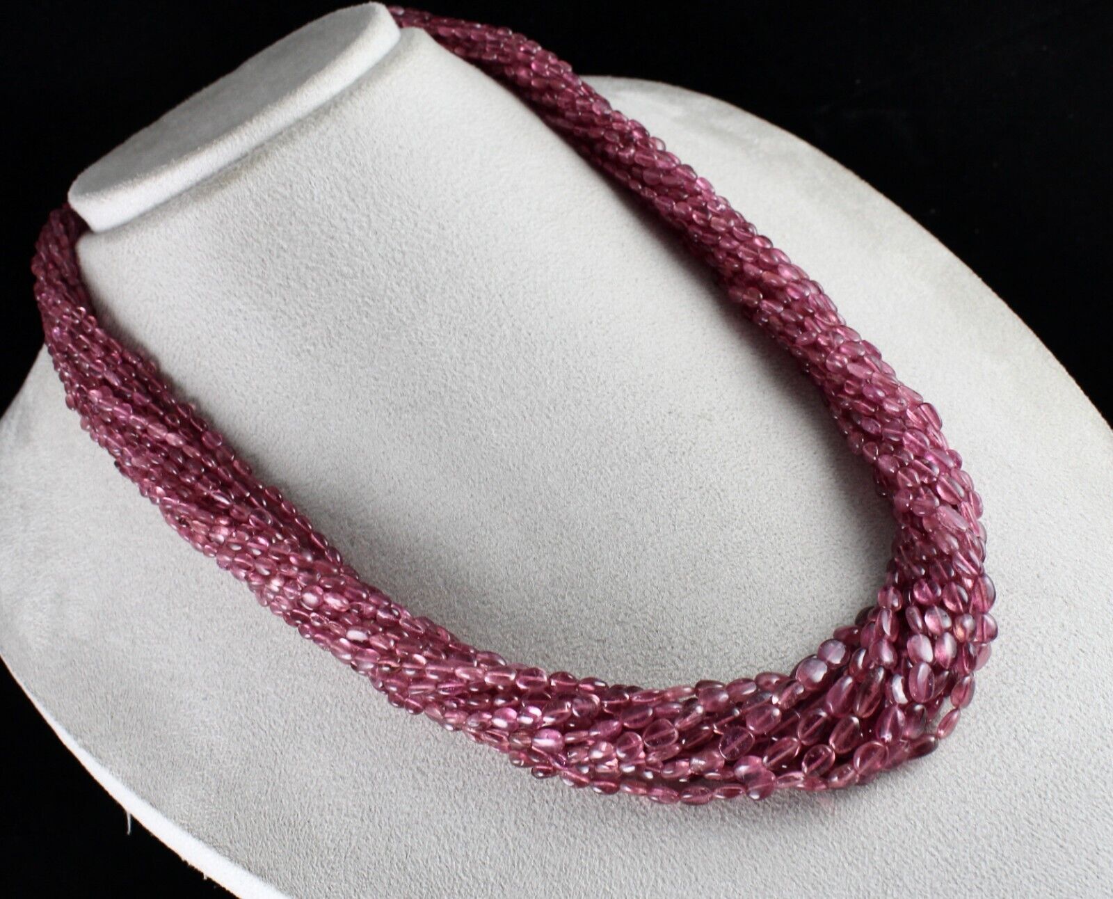 NATURAL PINK TOURMALINE BEADS LONG SHAPE 15 L 745 CT GEMSTONE STATEMENT NECKLACE