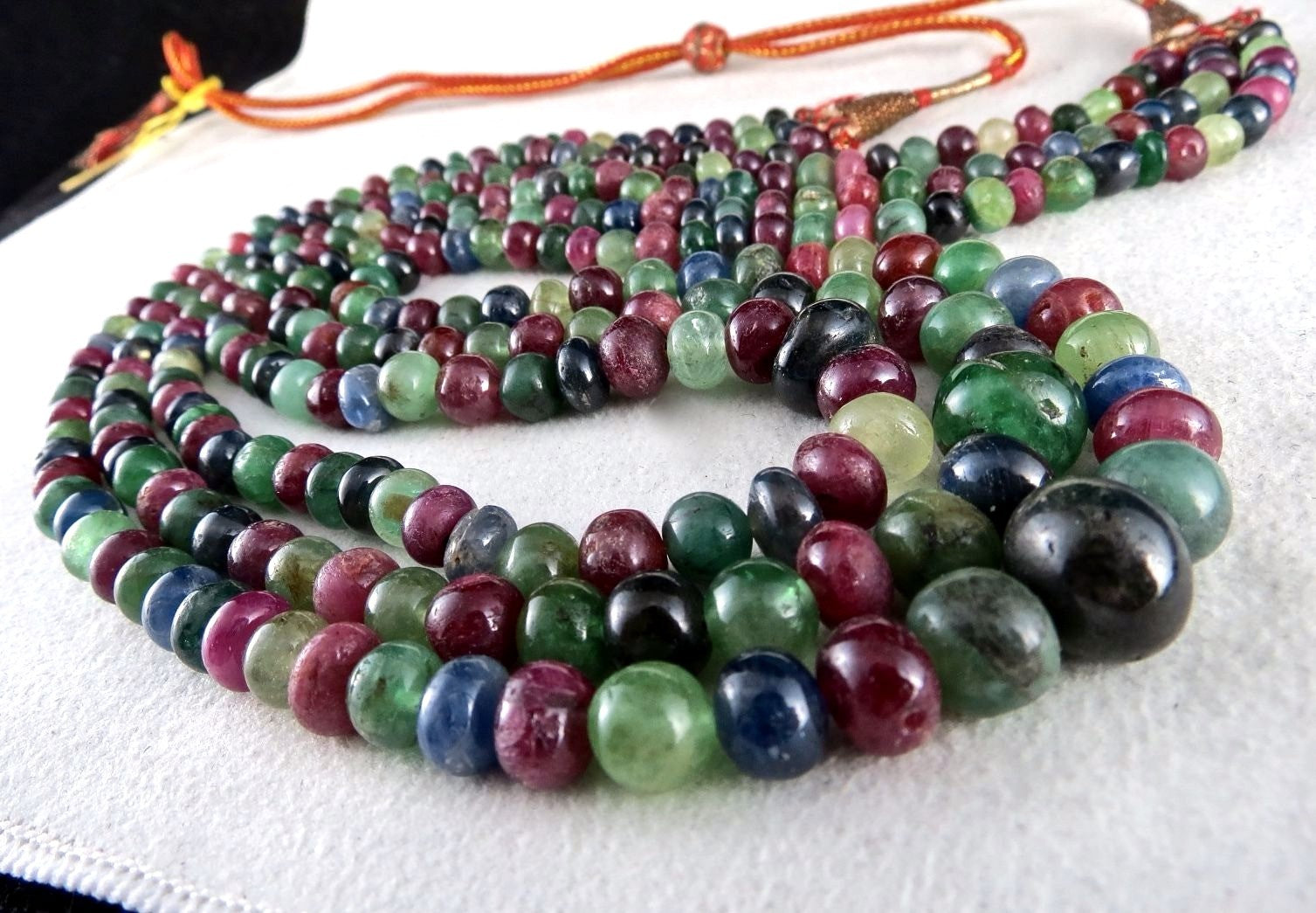 Certified Multi-gemstone Emerald Ruby Sapphire 666ct Necklace For Women