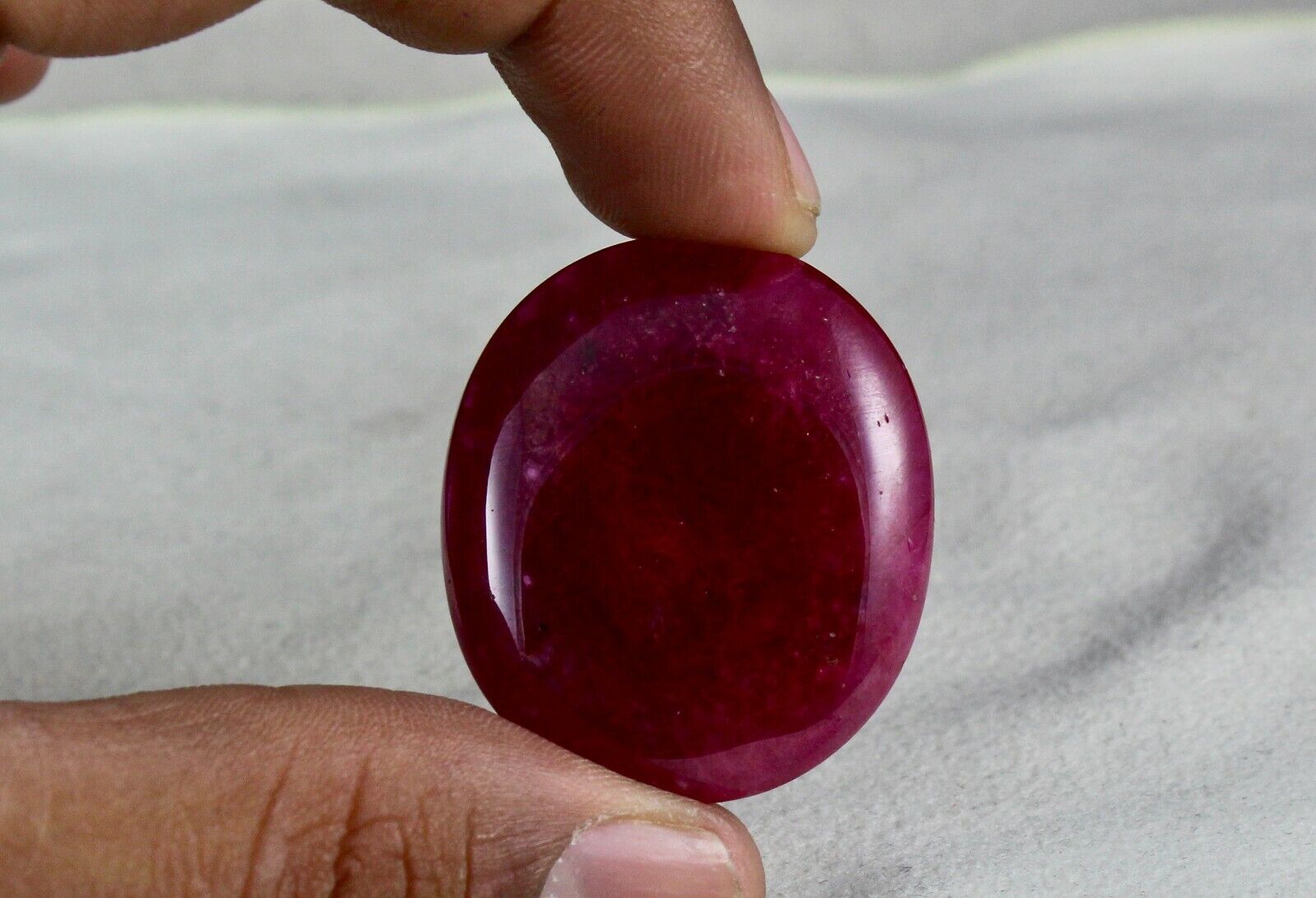 NATURAL HEATED MOZAMBIQUE RUBY OVAL CAB 37X32 MM 90 CARATS GEMSTONE RING PENDANT