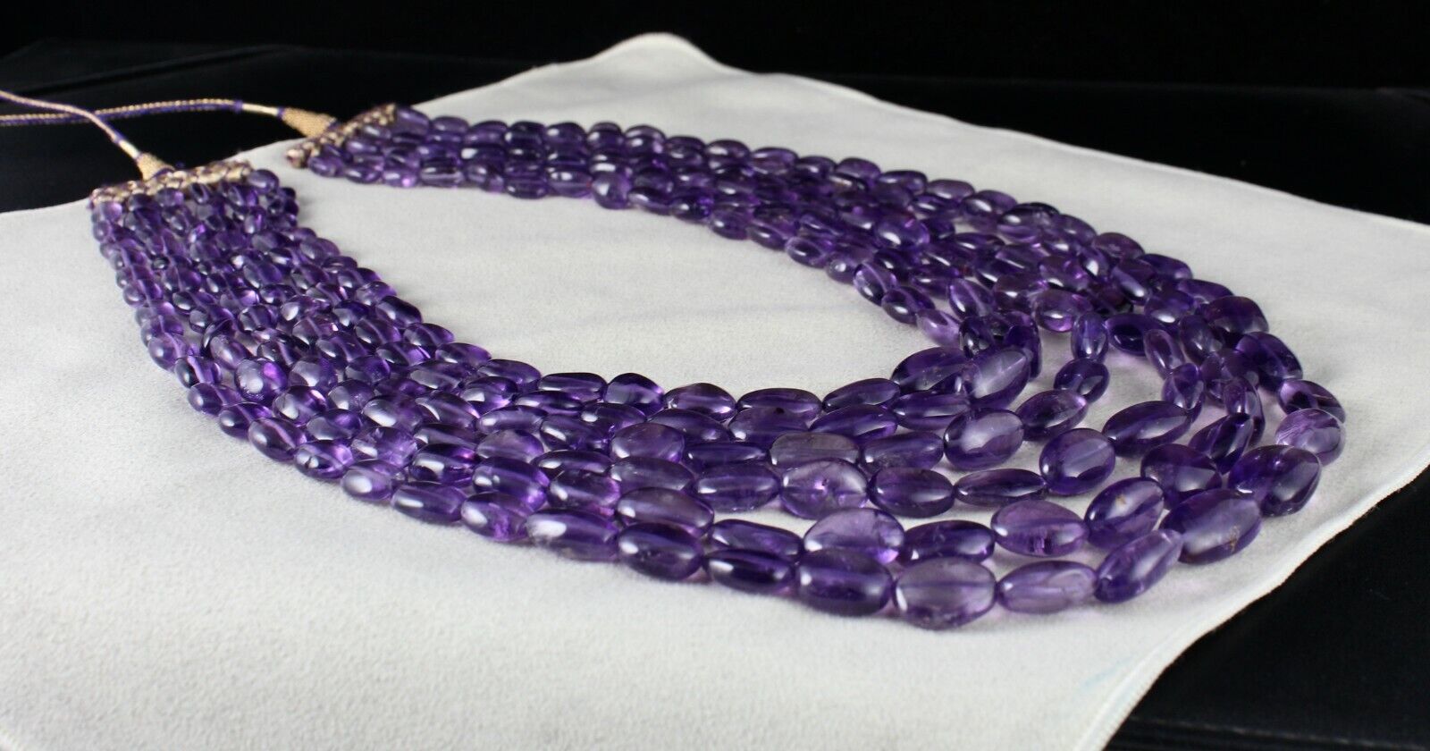 NATURAL AMETHYST BEADS LONG NUGGETS 6 L 1333 CT PURPLE GEMSTONE FASHION NECKLACE