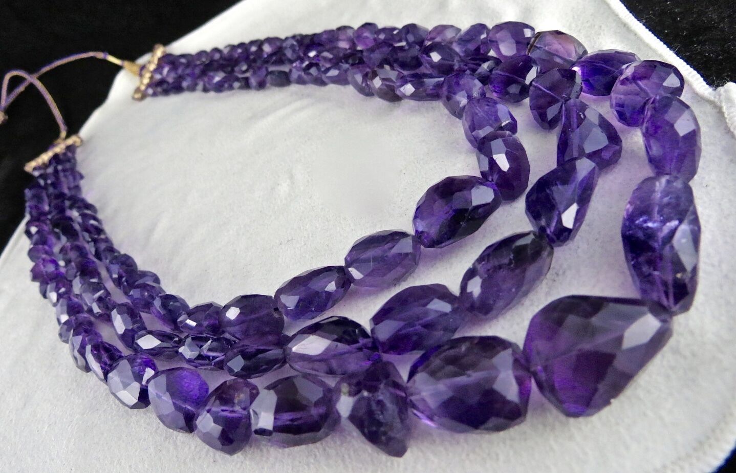 Natural Amethyst Beads Faceted Tumble 3 L 1112 Ct Purple Gemstone Fine Necklace