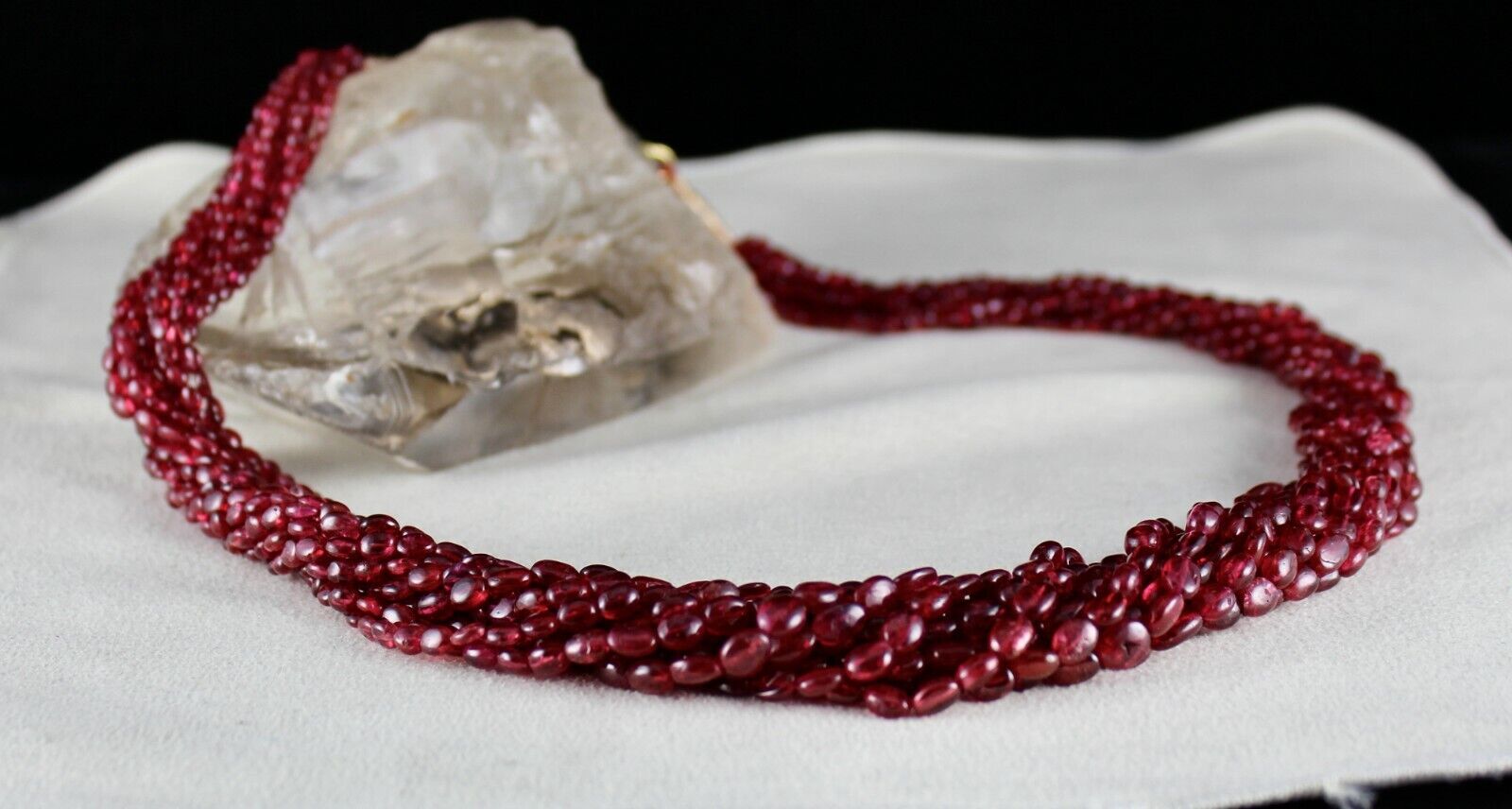Natural Spinel Beaded Necklace 11 Line 631 Cts Well Matched Cabochon Red Strings