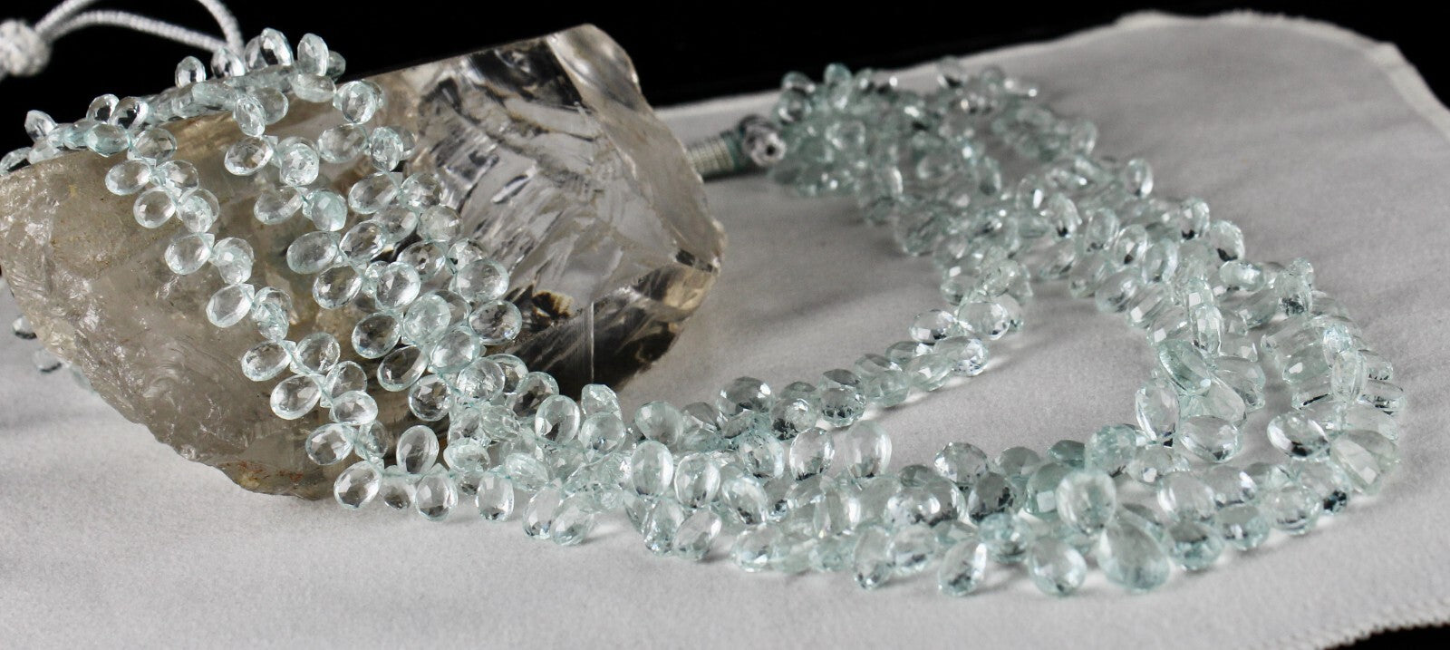 Certified Natural Blue Aquamarine Teardrop Beads Necklace 614 Ct Statement